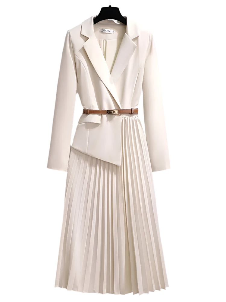 Damen Blazer Kleid mit Falten und Gürtel 0