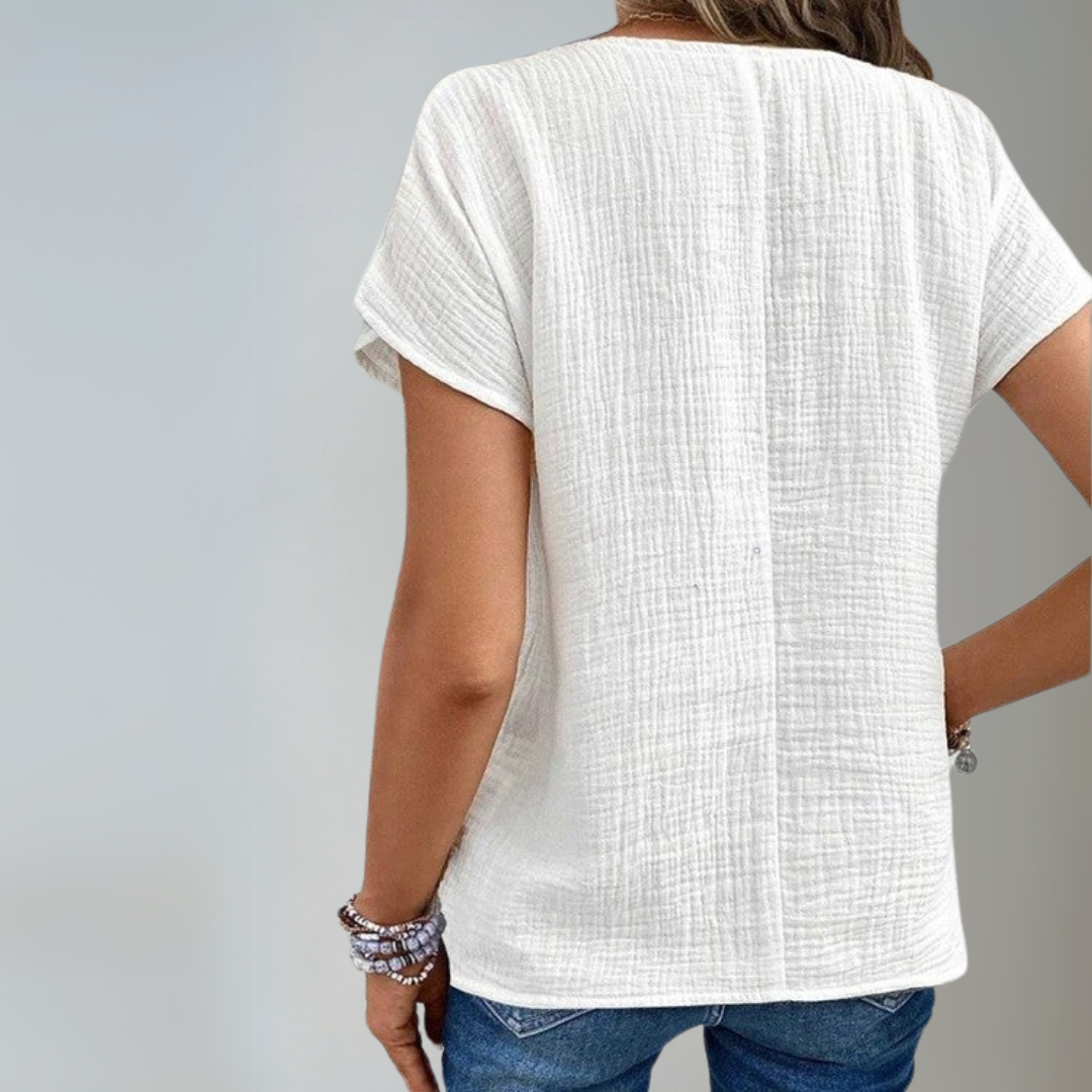 Damen Bluse mit Kragen und Knopfleiste aus atmungsaktivem Stoff 2