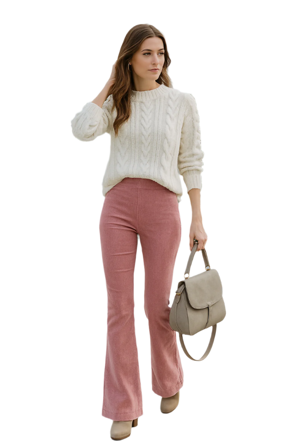 Damen Flared Hose Hohe Taille Stoffhose für Trendigen Look 0