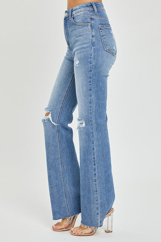 Damen Flared Jeans mit hoher Taille und Distressed-Details 2
