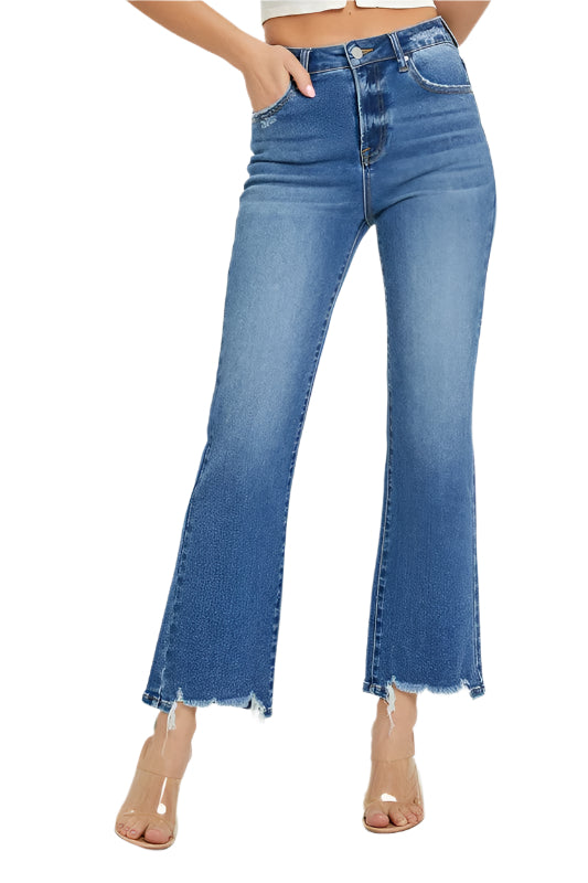 Damen High Rise Relaxed Straight Jeans Dunkelblau 0