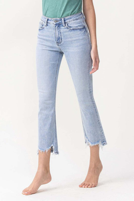 Damen Kick Flare Jeans Hohe Taille Denim 2