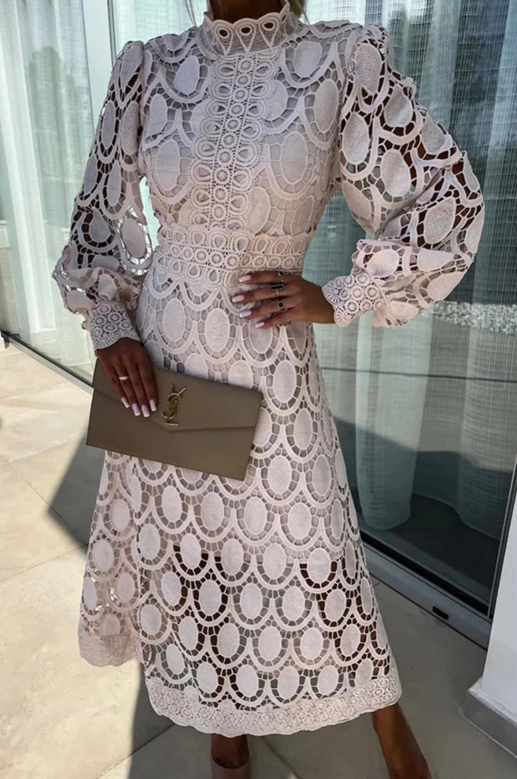 Damen Kleid Festlich Spitzen Design Hochwertiger Stoff für Hochzeitsgast 1