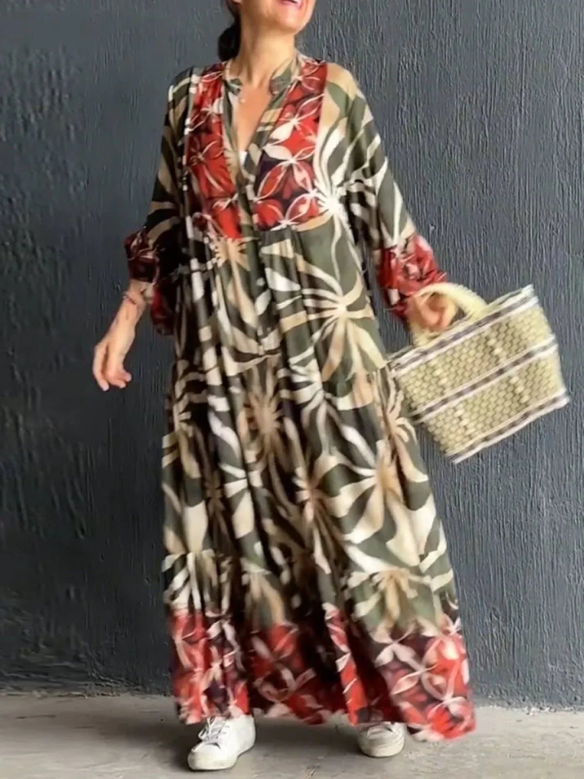 Damen Kleid Print Lässig Hochwertiger Stoff 2