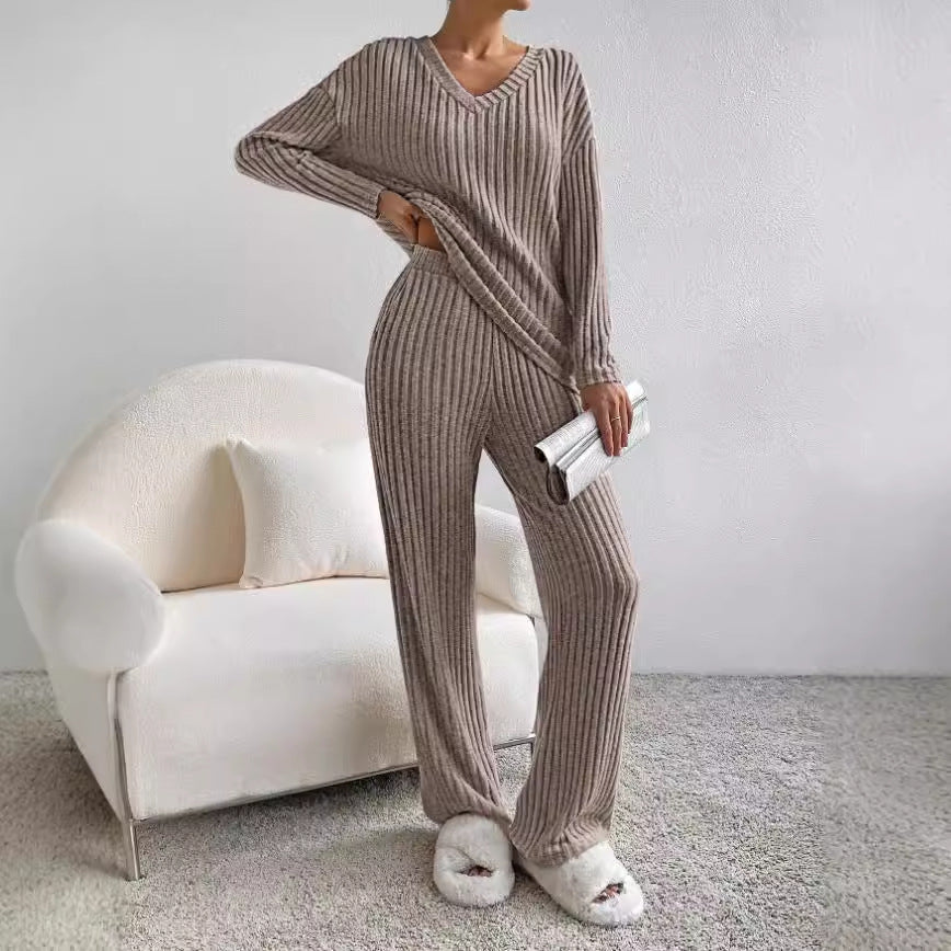 Damen Lounge Set Ribbed Strick 1