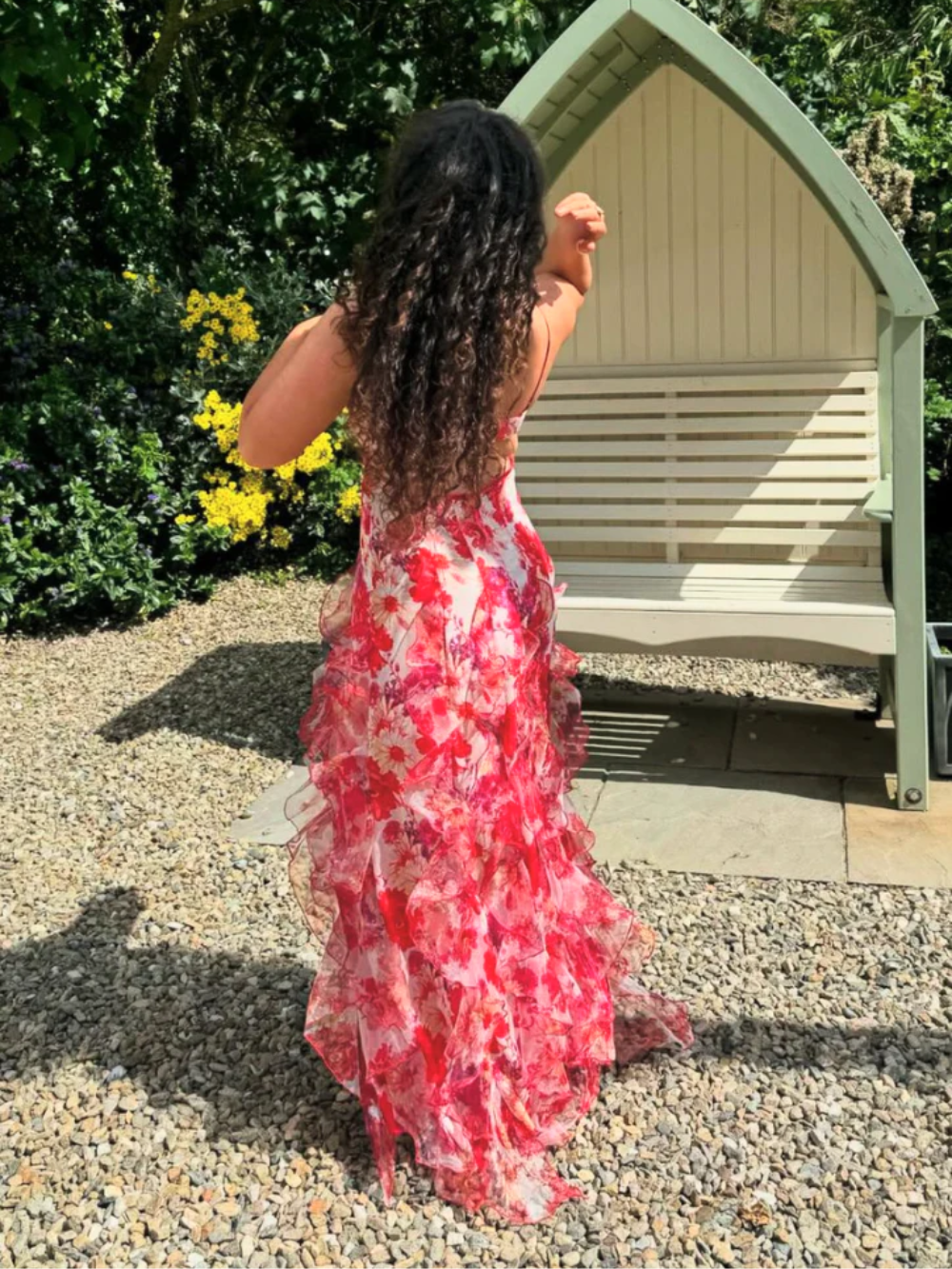 Damen Rüschenkleid Floral Muster 7