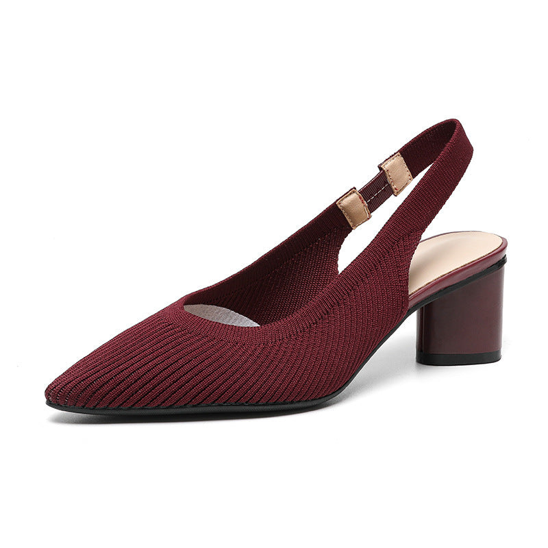 Damen Schuhe Slingback Mit Spitzer Zehenpartie Und Blockabsatz Aus Weichem Material 10