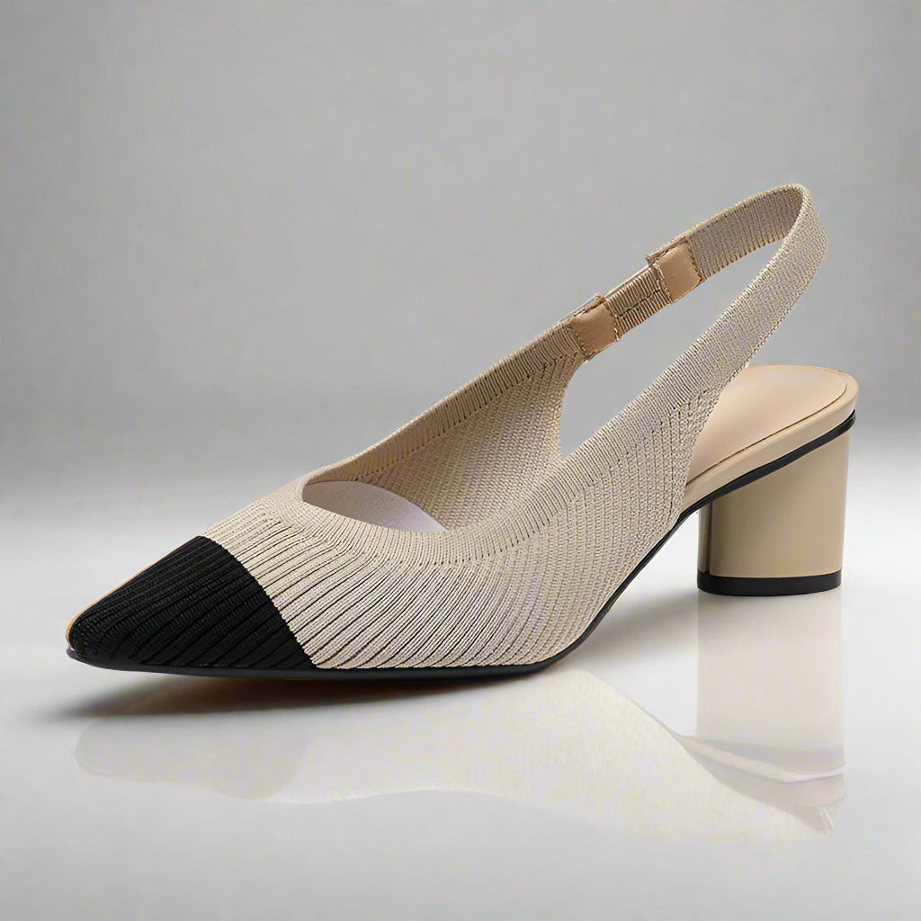 Damen Schuhe Slingback Mit Spitzer Zehenpartie Und Blockabsatz Aus Weichem Material 3