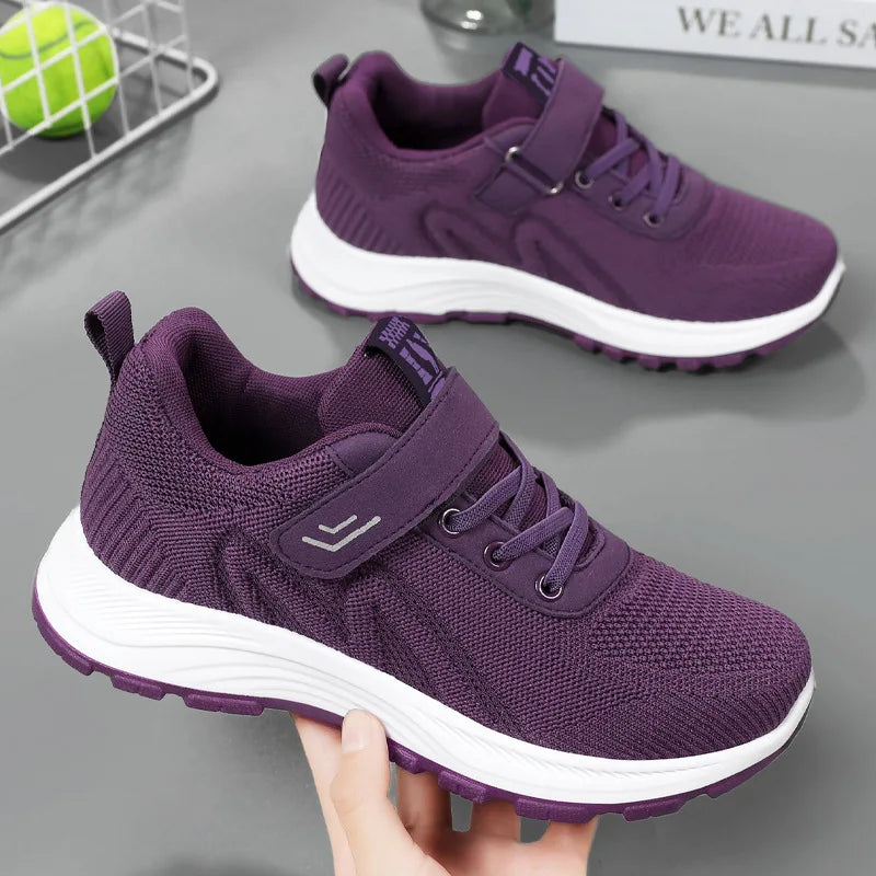 Damen Sneakers Atmungsaktiv Freizeit Schnürschuhe Leicht Textil 0
