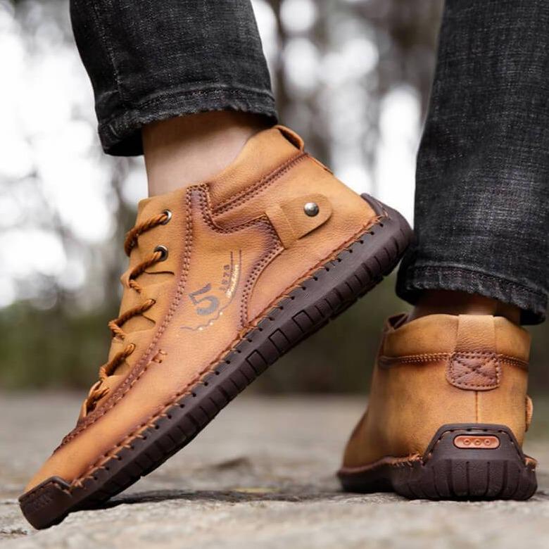 Handgenähte Vintage Lederstiefeletten