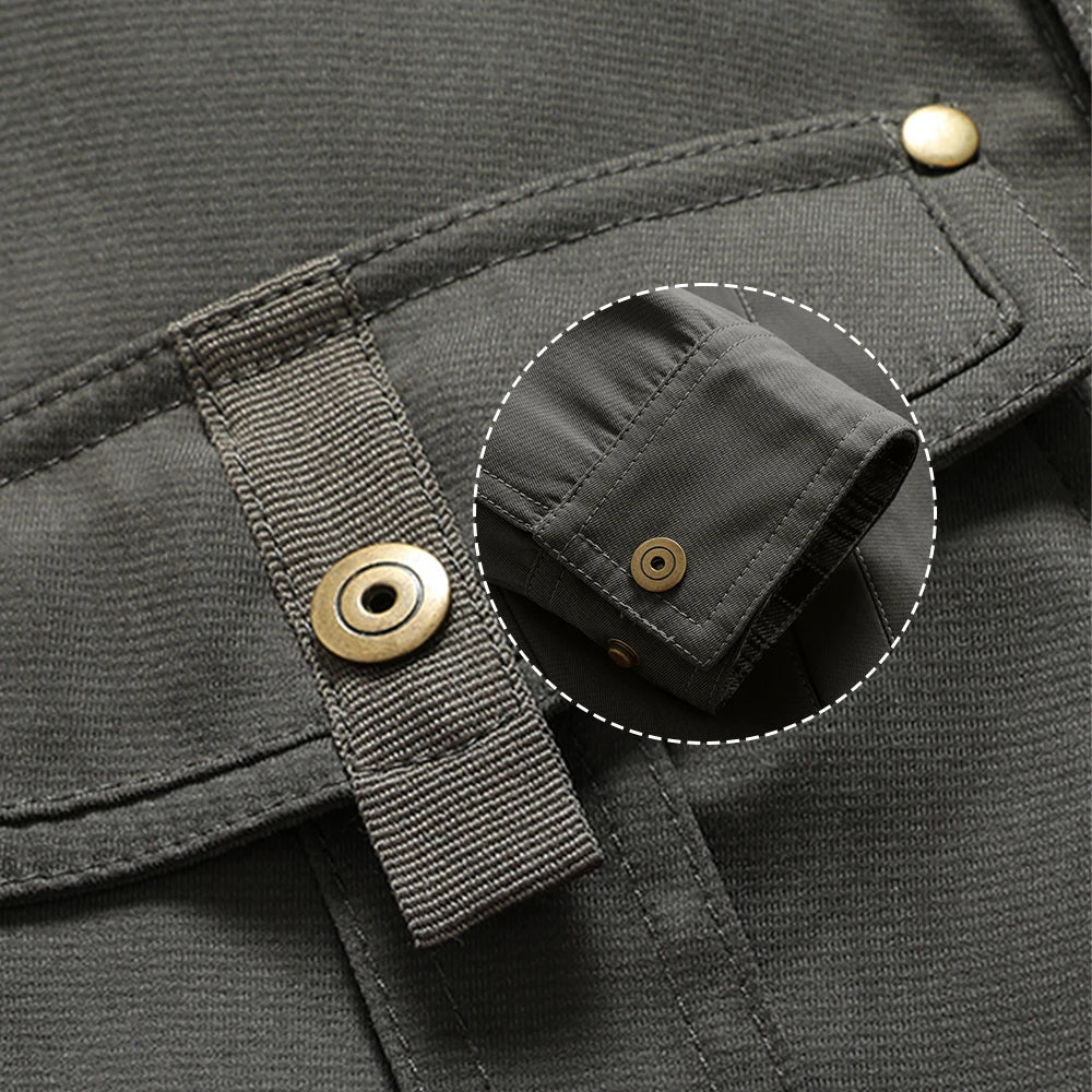 Herren Jacke Casual Flanellgefüttert Polyester Shacket mit Druckknöpfen 4