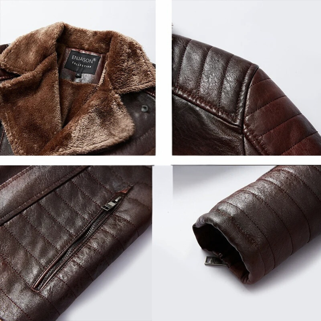 Herren Lederjacke mit Fellkragen