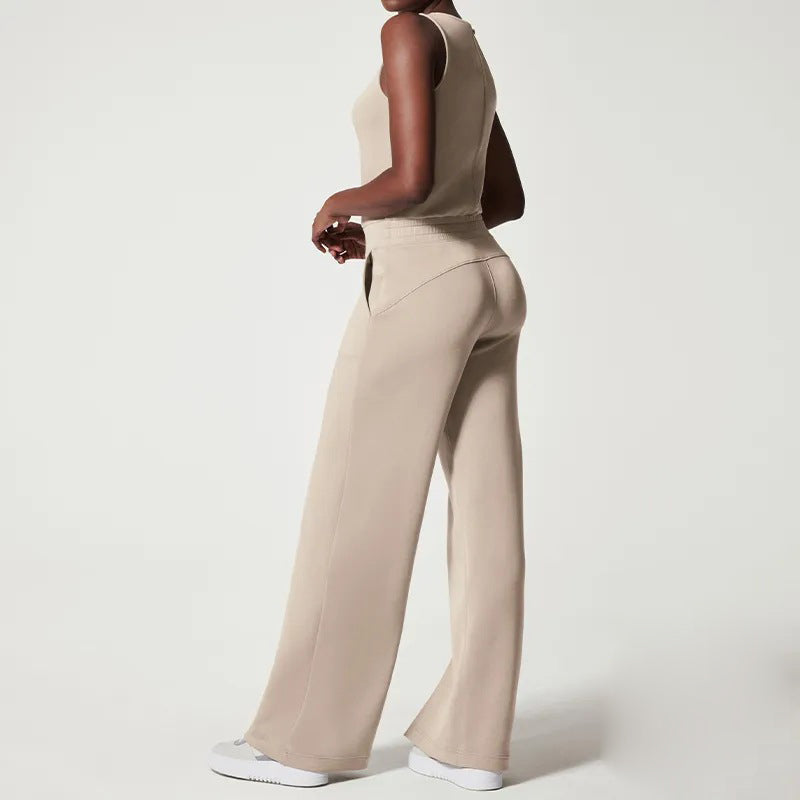 Damen Jumpsuit Luftig Bequem Mit Gürtel Aus Atmungsaktivem Polyester-3