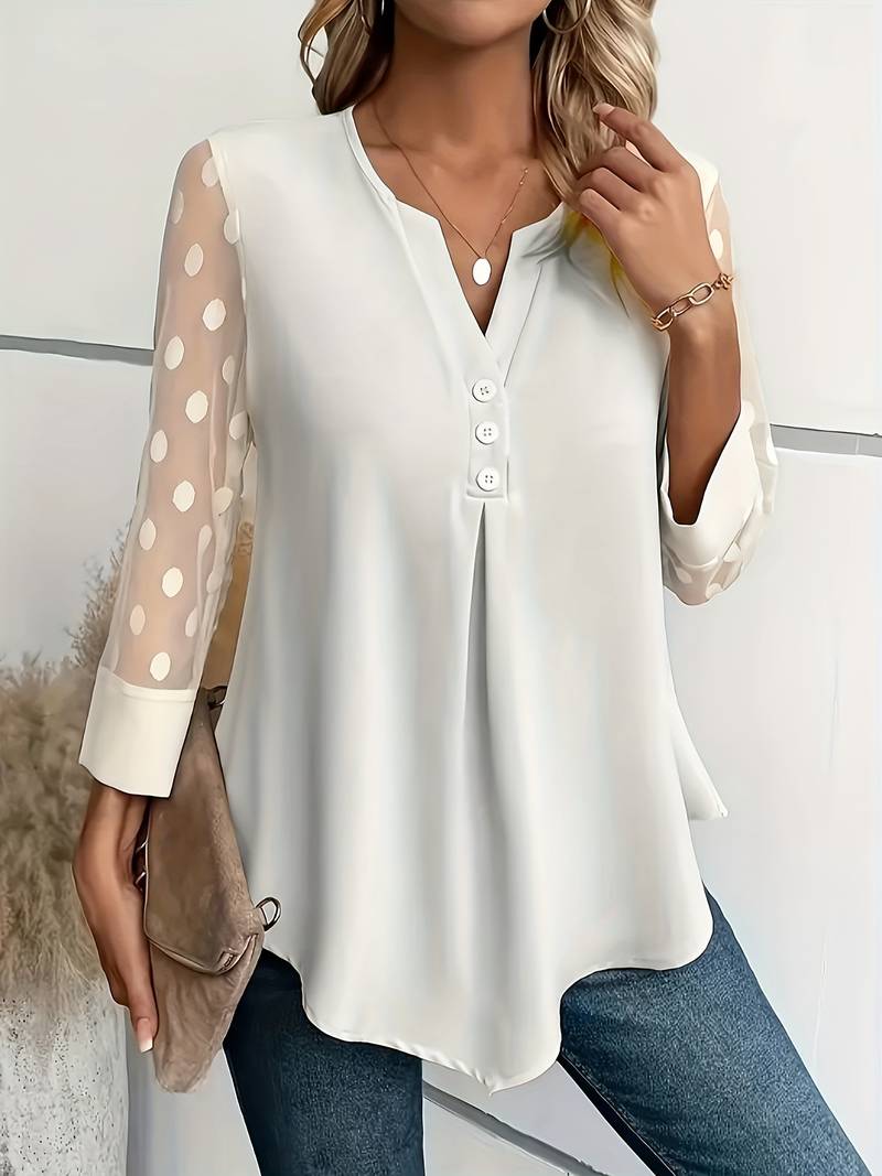 Variant image for Damen Langarm-Top mit gekerbtem Ausschnitt Eleganz-13
