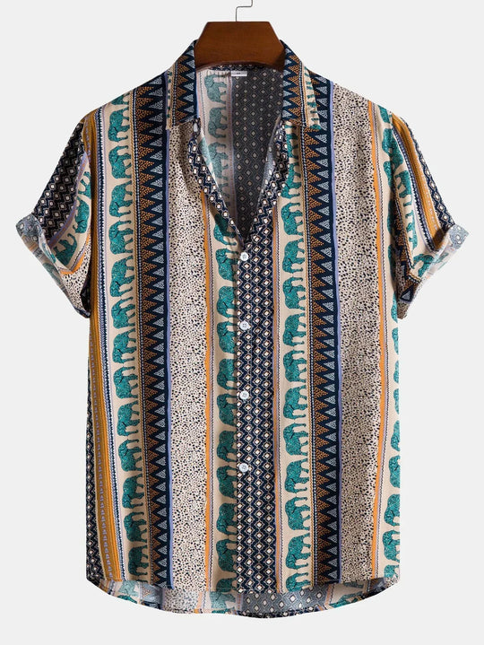 Variant image for Herren Sommer Hemd Vintage Look Leicht Baumwolle Kurzarm-19