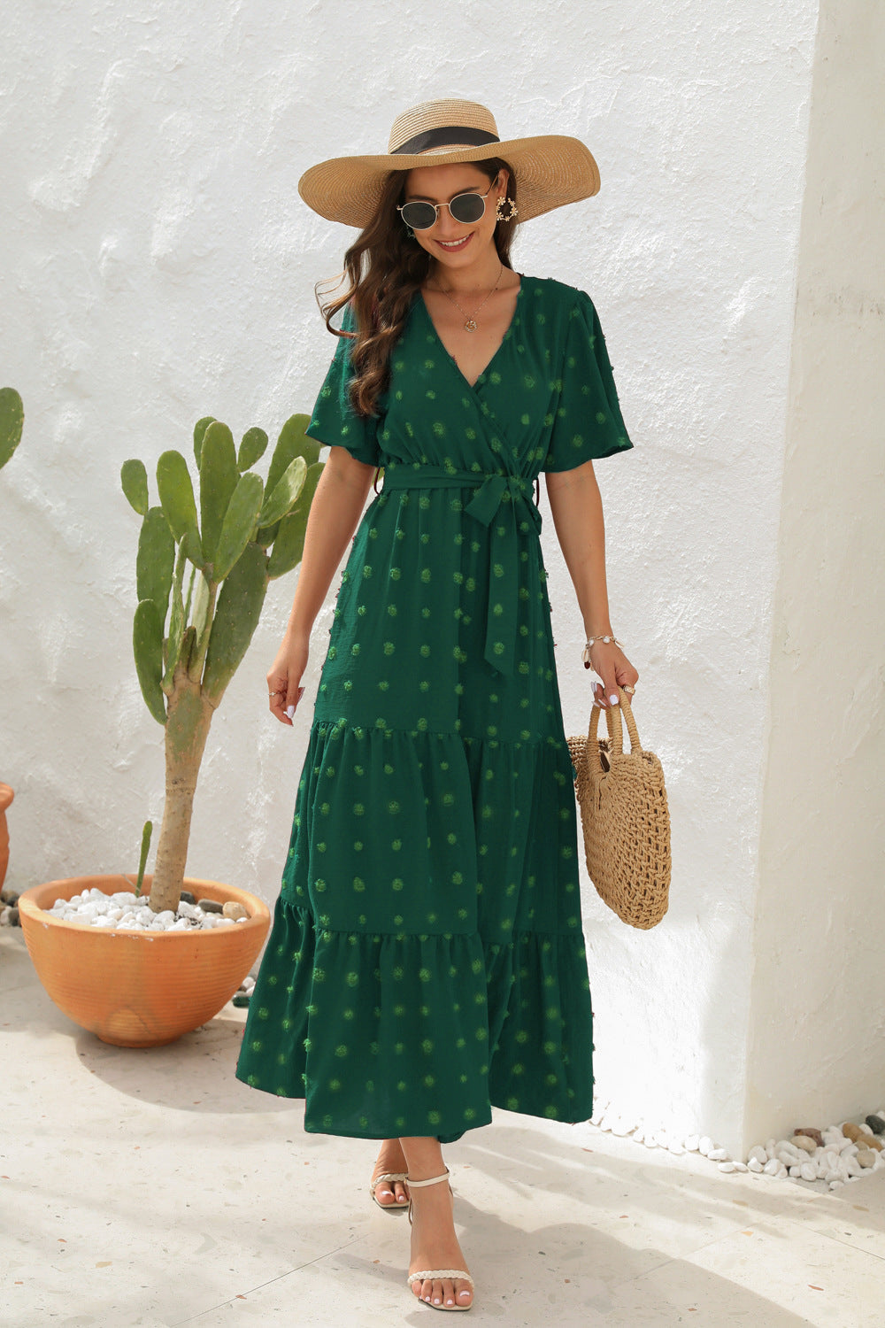 Damen Midi Kleid Groovy Baumwolle Atmungsaktiv Sommerkleid-2