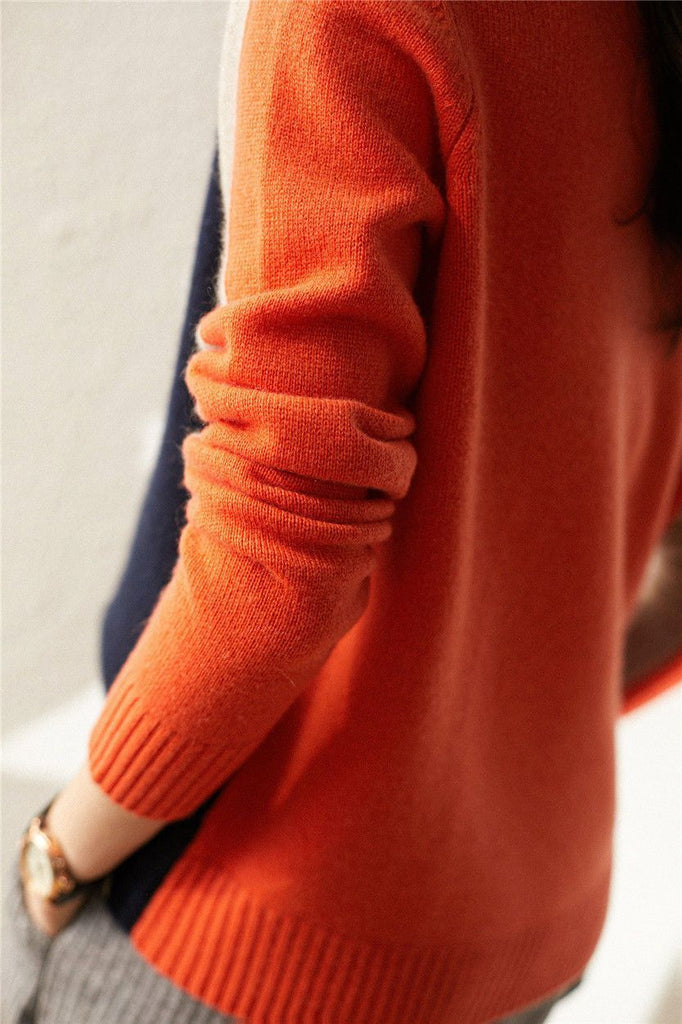 Damenpullover Retro-Streifen Baumwolle für Alltag und Freizeit 4