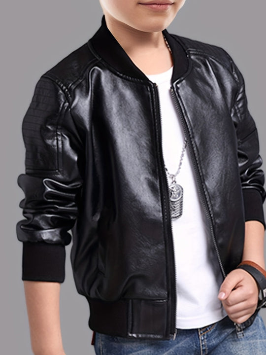 Jungenjacke 152 mit Erhöhtem Kragen und Reißverschluss aus Wasserabweisendem Material 2