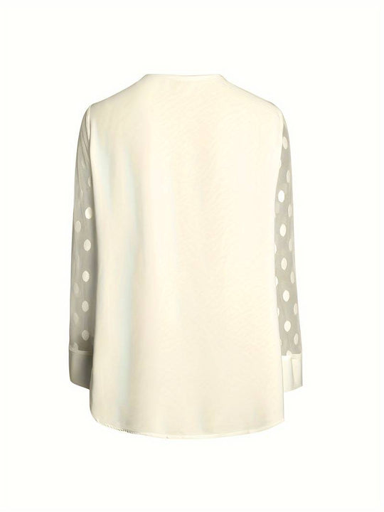 Damen Langarm-Top mit gekerbtem Ausschnitt Eleganz-2