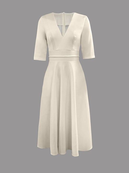 Damen A-Linien Swing Kleid Retro-Stil 100% Baumwolle für Hochzeitsgast Sommer- und Abendkleider 4