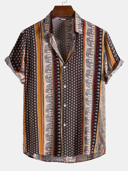 Variant image for Herren Sommer Hemd Vintage Look Leicht Baumwolle Kurzarm-11