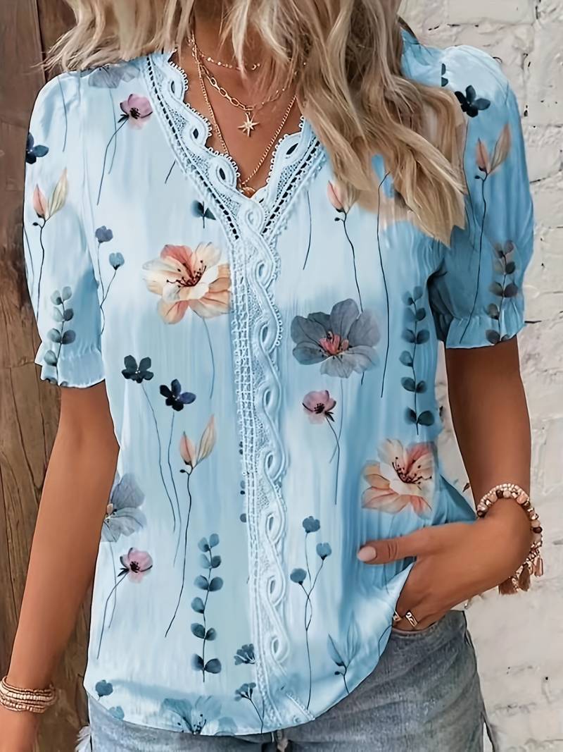 Variant image for Damenbluse V-Ausschnitt Lockeres Polyester für Frühling und Sommer-33