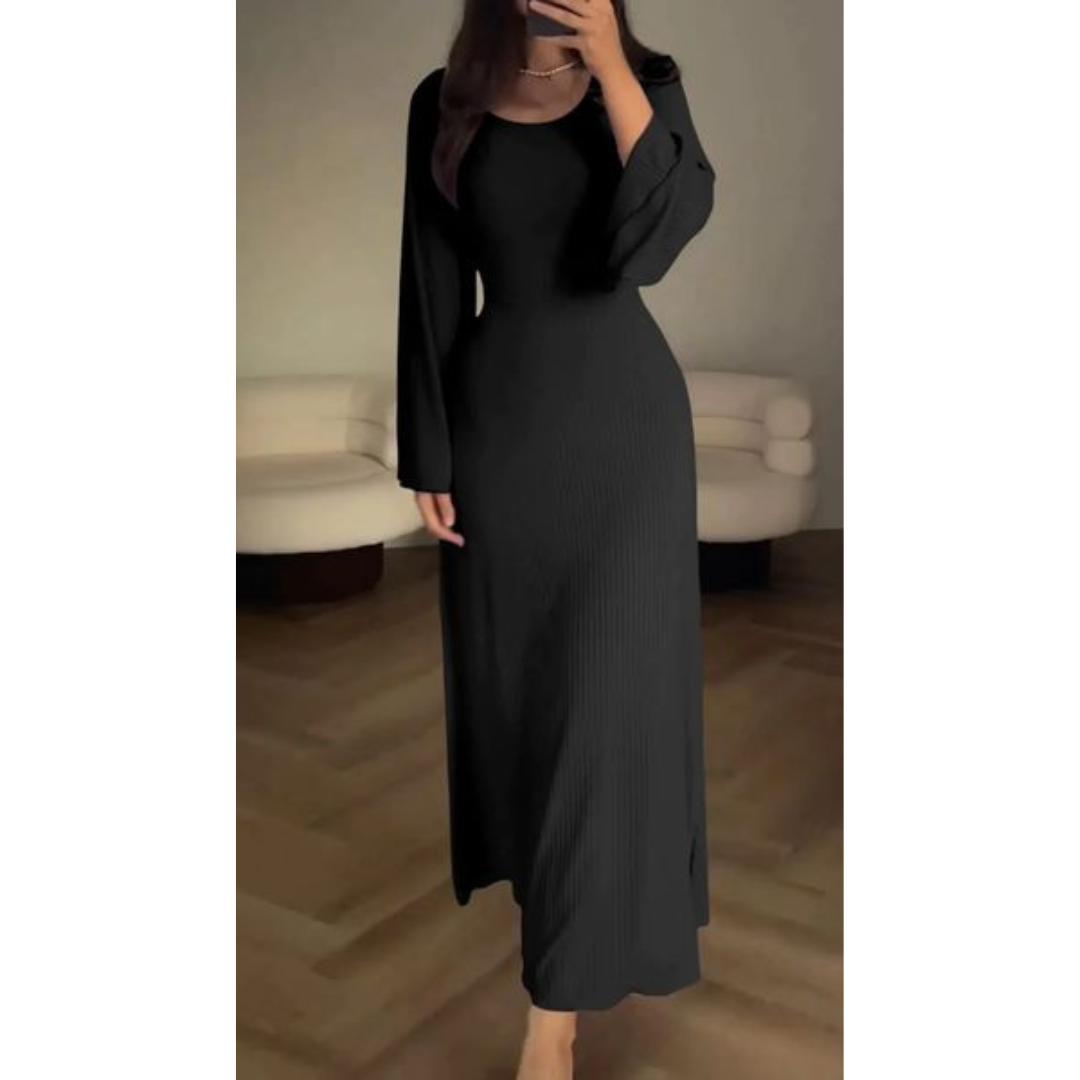 Variant image for Damen Maxikleid Langarm Fließend Elegantes Design Atmungsaktives Material-13