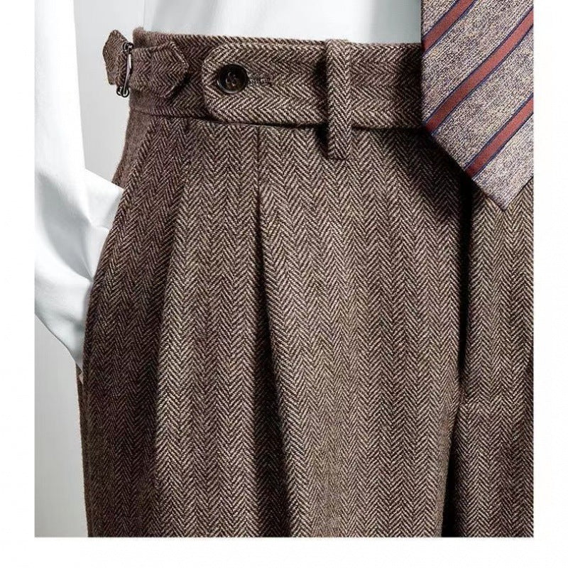 Herren Freizeithose Lässiger Tweed Stil Entspannt 100% Tweed 1