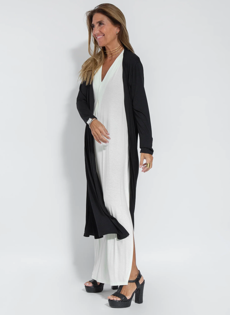 Damen Langes Kleid und Weste Elegantes Design Baumwollmischung für Sommer-5