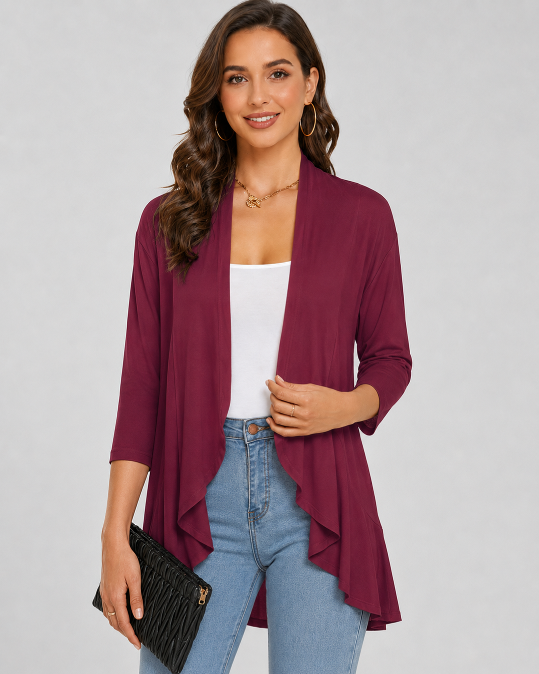 Damen Casual Weste Offene Front Weiches Material