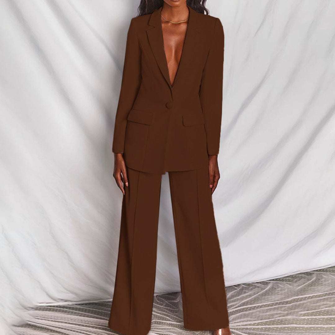 Variant image for Damenanzug Eleganter Blazer und Hosen Set Aus Hochwertigem Stoff-11
