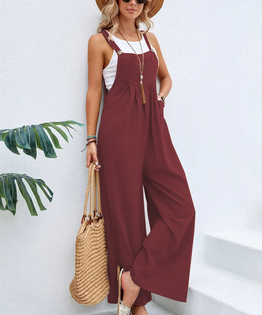 Variant image for Damen Jumpsuit Luftig Sommer Baumwolle Leinen Bequem-9