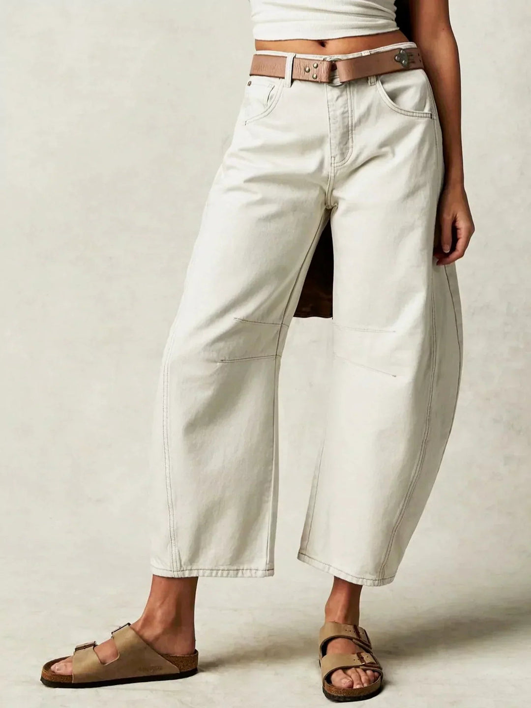 Damen Barrel Jeans Leopardenmuster Weit geschnitten 9