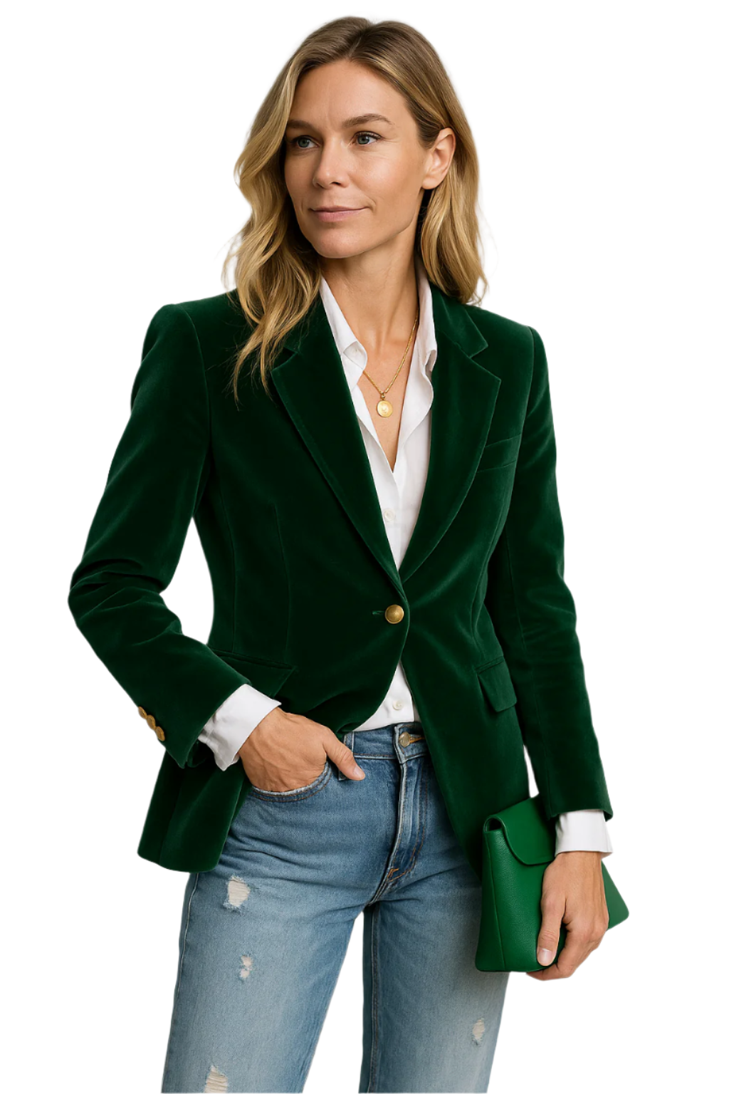 Damen Blazer Samt Einreiher mit Goldknöpfen 0
