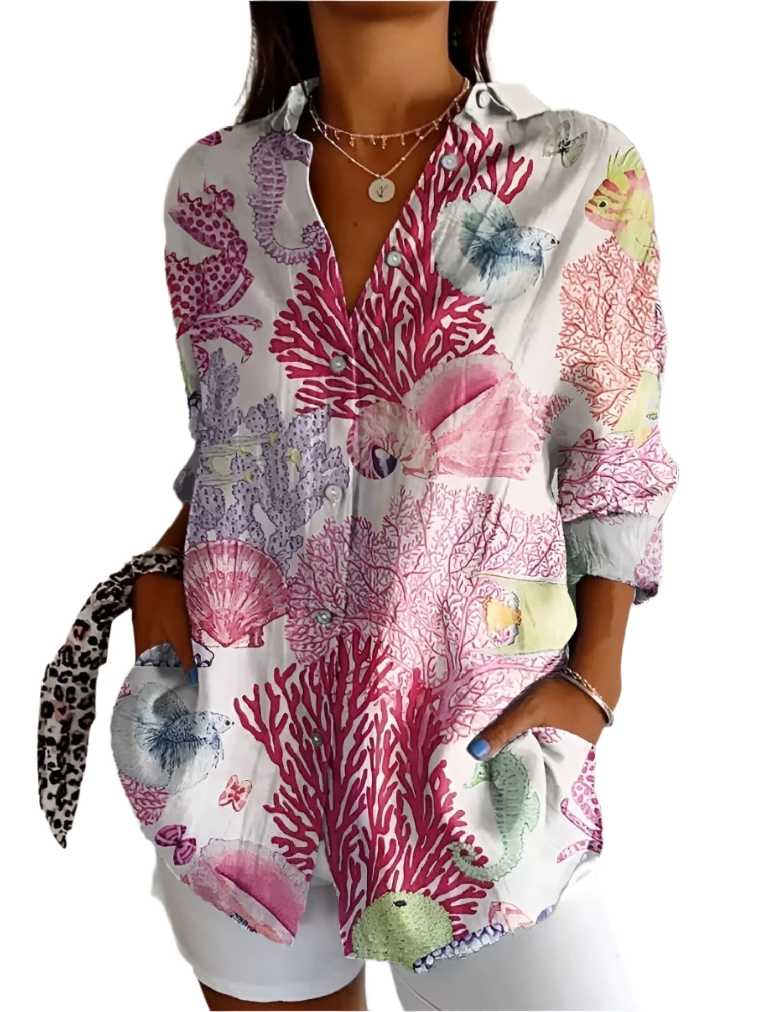 Damen Bluse mit Blumenmuster und lässigem Schnitt 0