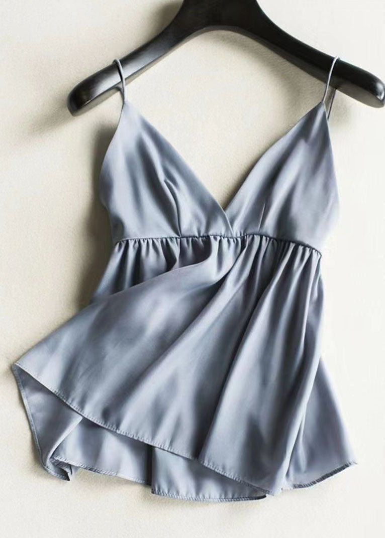 Damen Blusen Set mit Spaghettiträgern und Laternenärmeln für Sommerabende 1