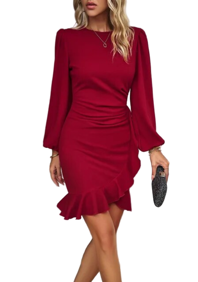 Damen Bodycon Kleid mit Rüschen 0