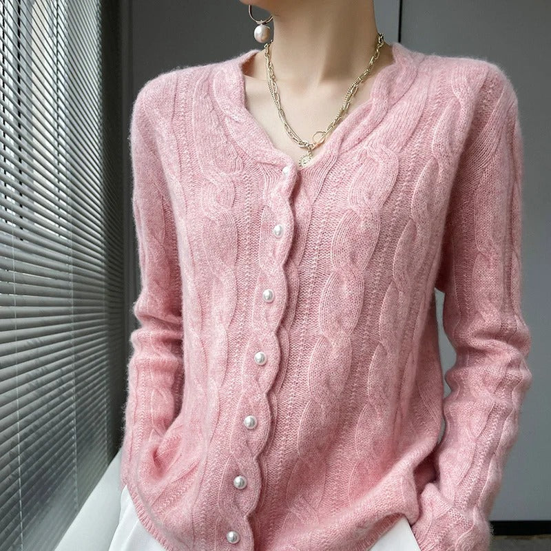 Damen Cardigan mit niedlichem Muster aus Wolle 2