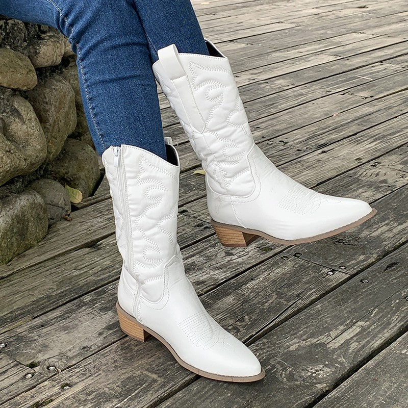 Damen Cowboystiefel Metallic Stil für Vielseitige Outfits 8