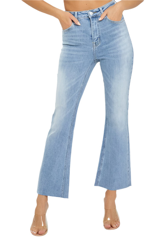 Damen Crop Flare Hose mit hohem Bund aus leichtem Denim 0