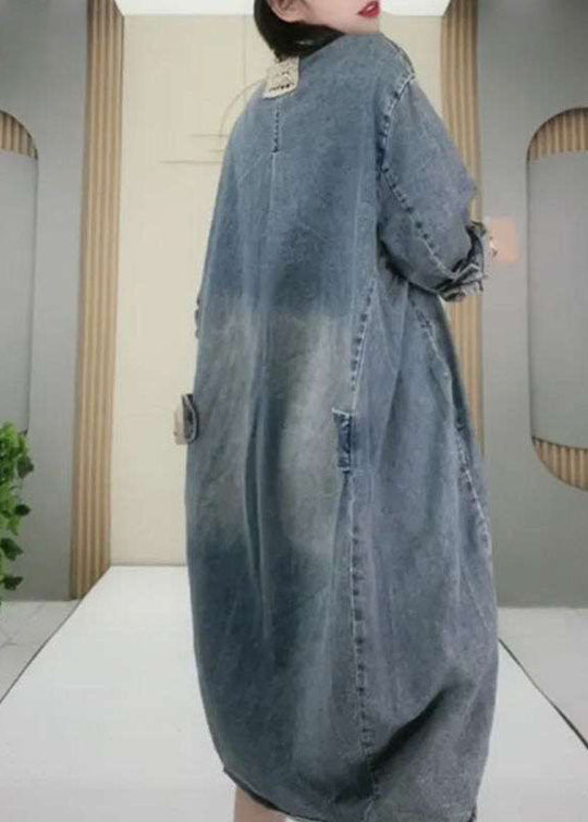 Damen Denim-Partykleid mit Peter Pan Kragen 2