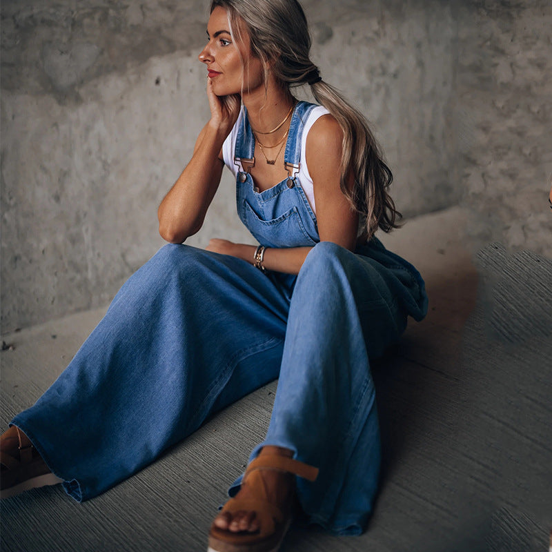 Damen Denim Jumpsuit Stilvolles Design Bequem 3