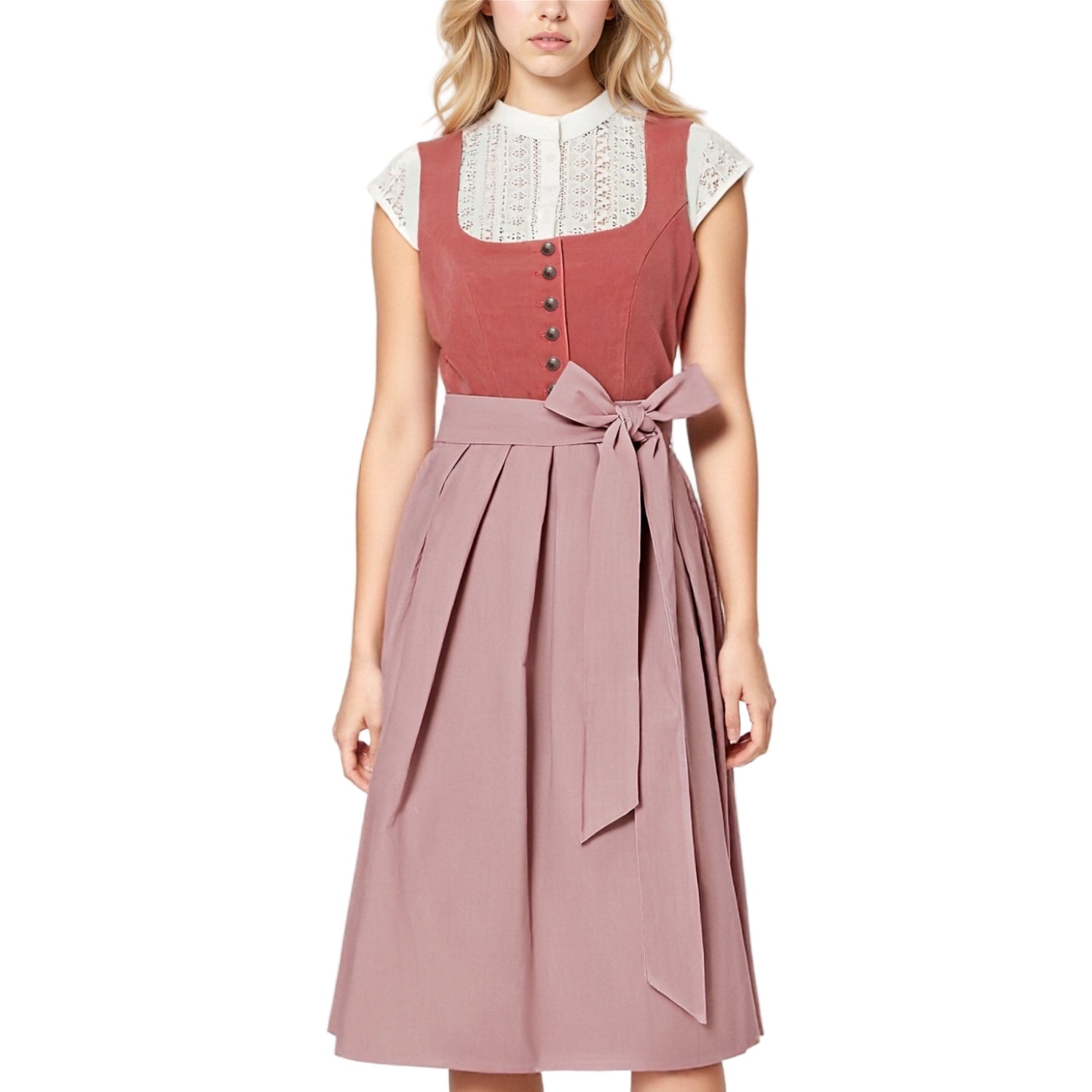 Damen Dirndlkleid mit Schürze – Traditionelles Trachtenkleid für Oktoberfest 0