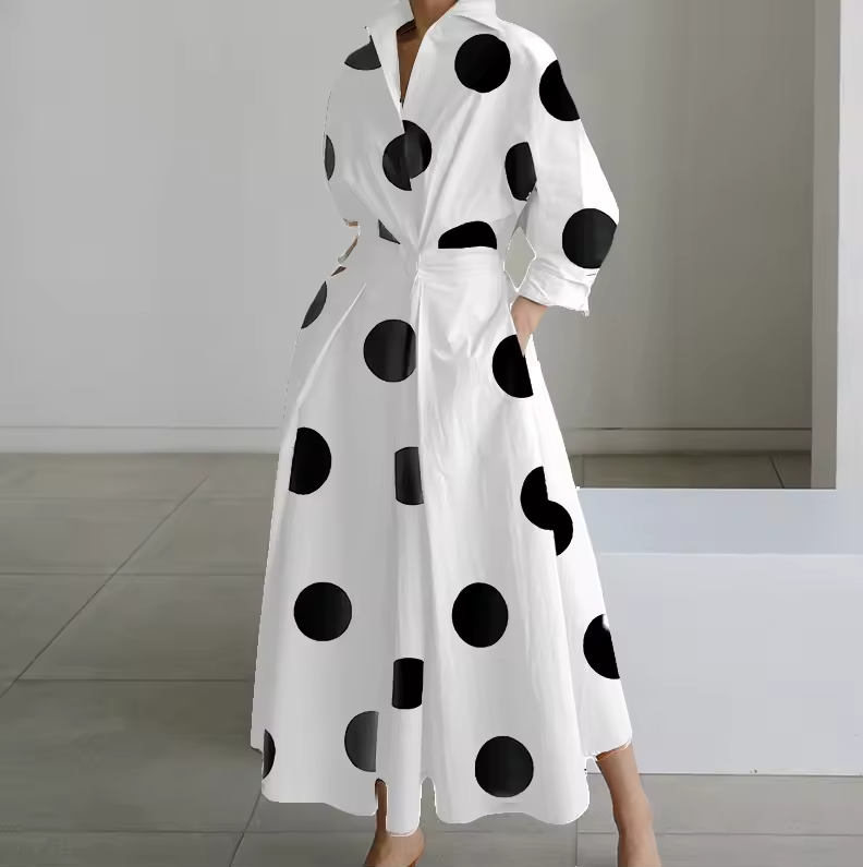 Damen Hemdkleid Tailliert Mit Kragen Aus Hochwertigem Stoff 5