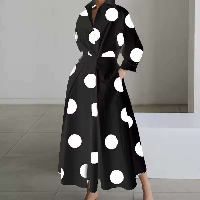 Damen Hemdkleid Tailliert Mit Kragen Aus Hochwertigem Stoff 8