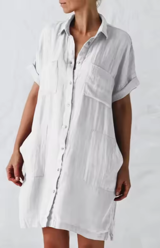 Damen Hemdkleid mit Reverskragen und Taschen 6