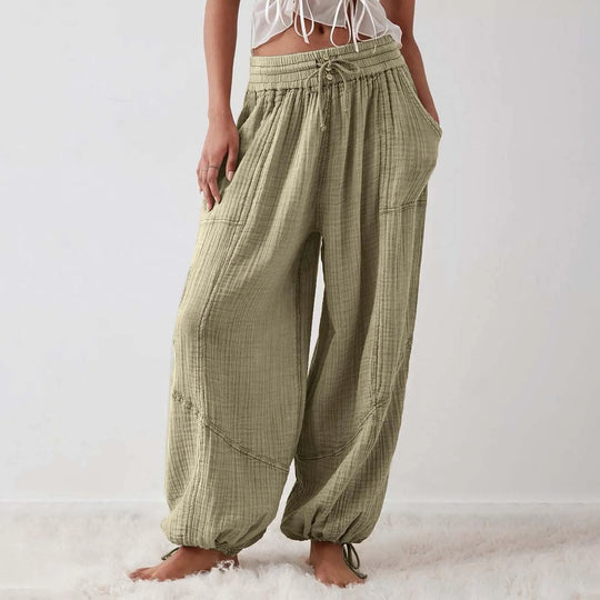 Damen Hose Weit Mit Kordelzug Aus Leichtem Material 7