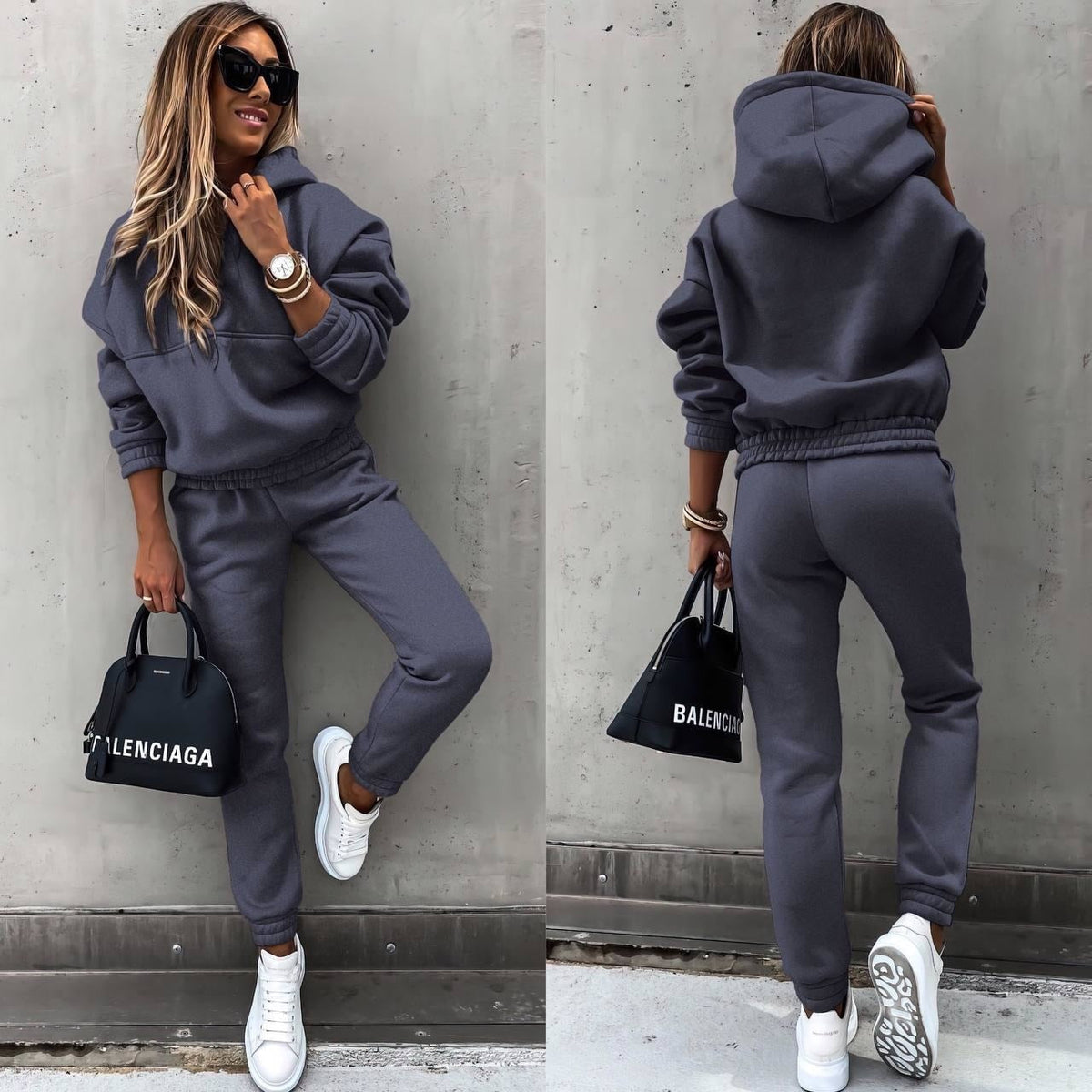 Damen Jogginganzug Oversized Hoodie und Tapered Pants aus Weichem Mischgewebe 7