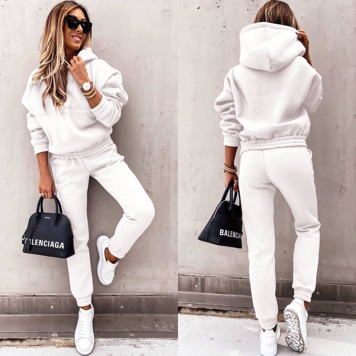 Damen Jogginganzug Oversized Hoodie und Tapered Pants aus Weichem Mischgewebe 8