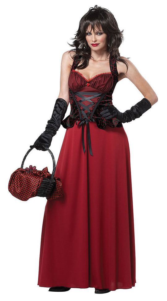 Damen Kapuzenumhang Maxi Kleid Korsett Kostüm 2